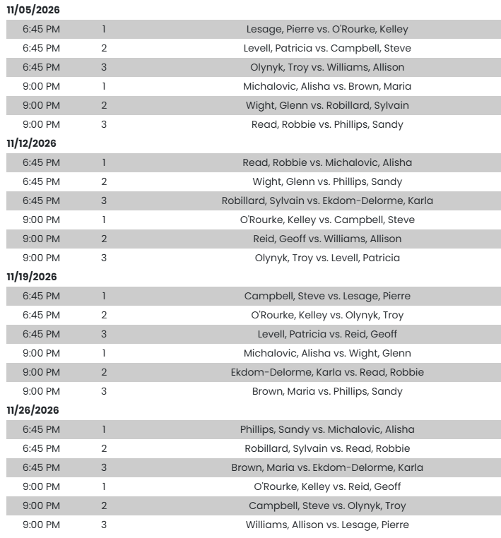 Schedule round 1 2